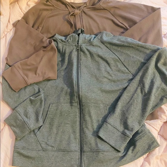 2 crop zip up hoodies